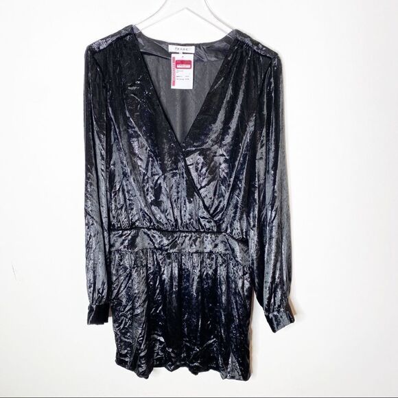 Frame Black Metallic Velvet Cocktail Dress Size 8 - Picture 2 of 8